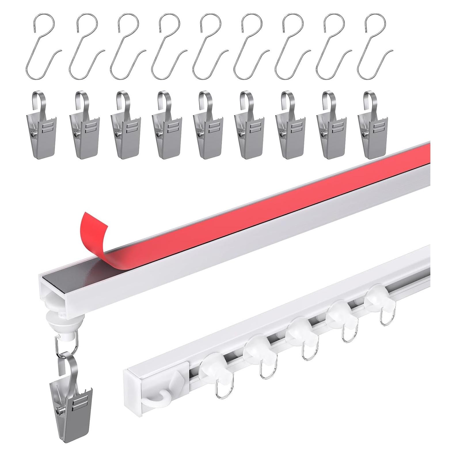 Riel de Cortina Adhesivo KOBRICH 1.0 m Flexible Sin Taladrar