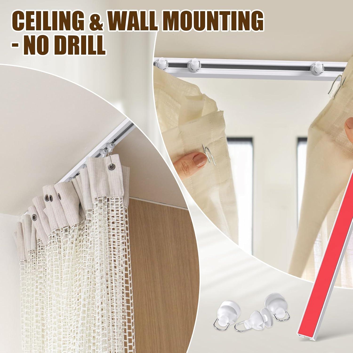 Riel de Cortina Adhesivo KOBRICH 1.0 m Flexible Sin Taladrar