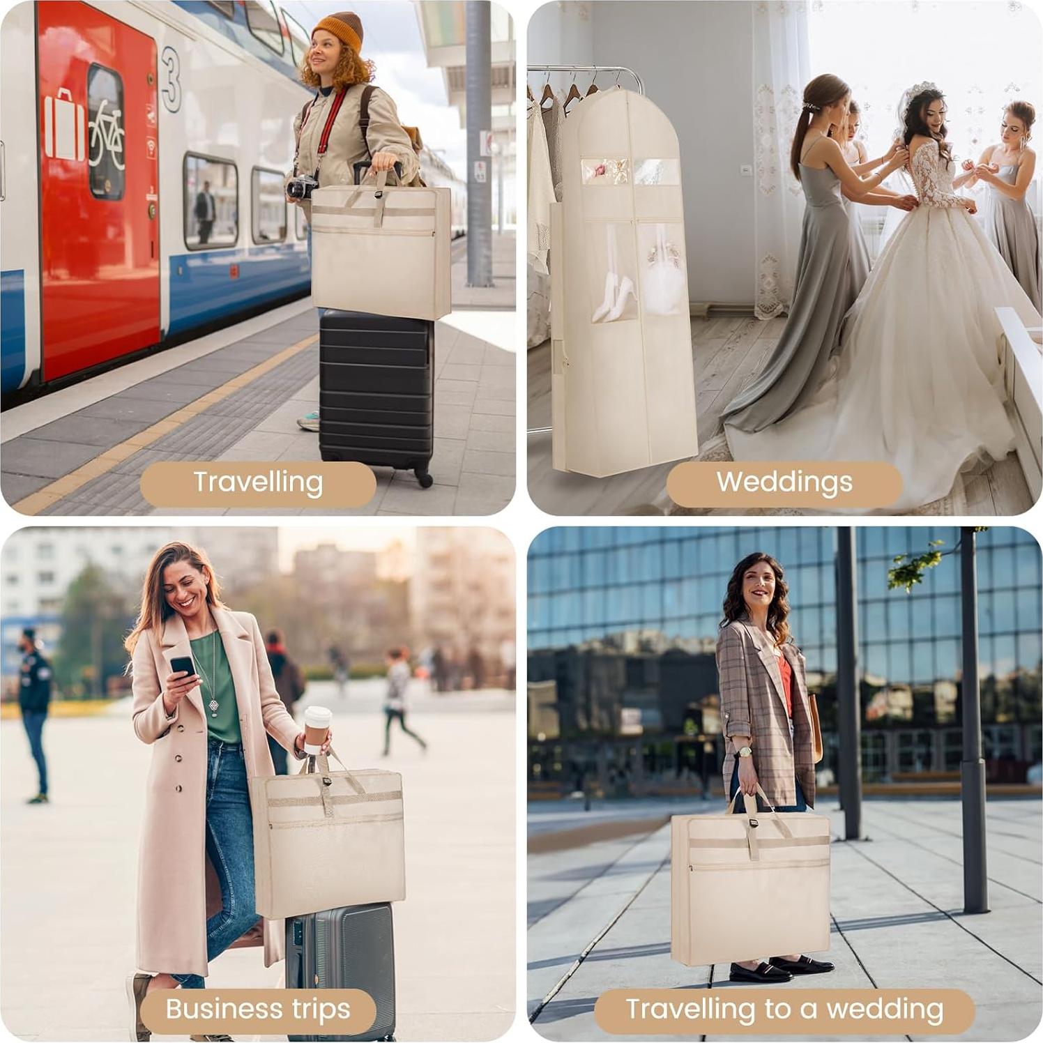 Bolsa para Vestido de Novia TANGKA 182.88 cm Beige con 6 Bolsillos