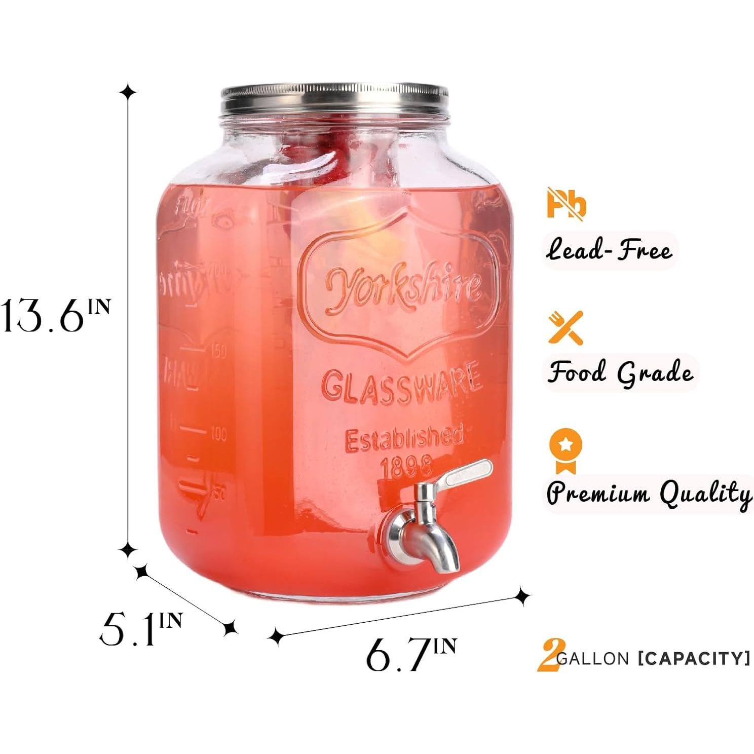 Dispensador de Bebidas de Vidrio RuileMei 7.57L con Grifo Inoxidable