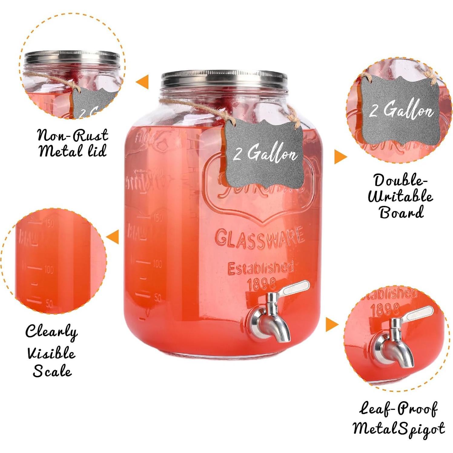 Dispensador de Bebidas de Vidrio RuileMei 7.57L con Grifo Inoxidable