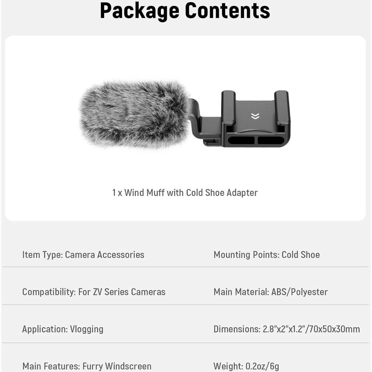 Muff de Viento Neewer CA133 para Cámaras Sony ZV-1F ZV-E10