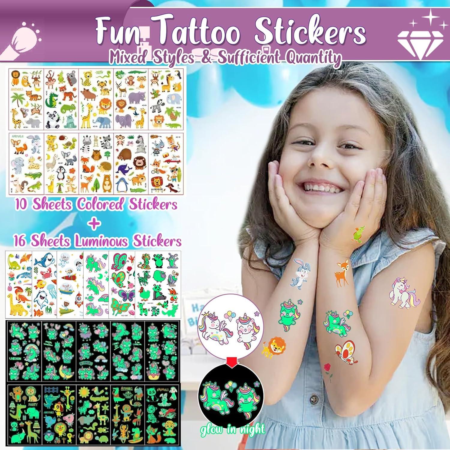 Kit de Tatuajes Temporales TEUVO 24 Colores y 232 Plantillas