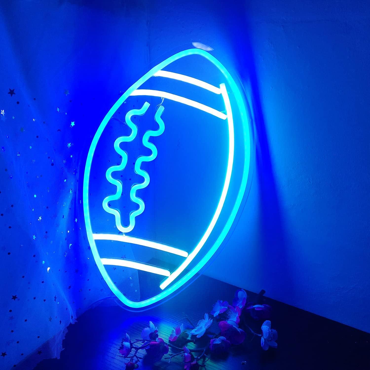 Luz de Neón Ajoyferris en Forma de Fútbol Azul 38.1x30.99cm