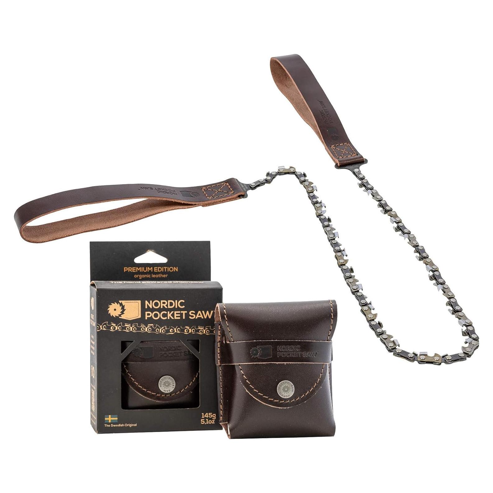 Sierra de bolsillo nórdica 65 cm - Cuero orgánico - 33 dientes