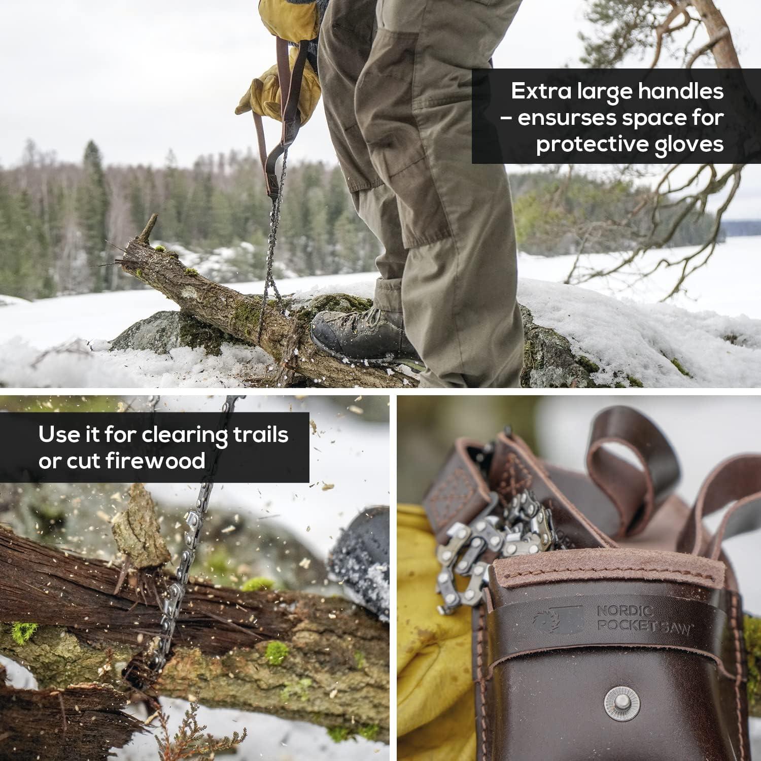 Sierra de bolsillo nórdica 65 cm - Cuero orgánico - 33 dientes