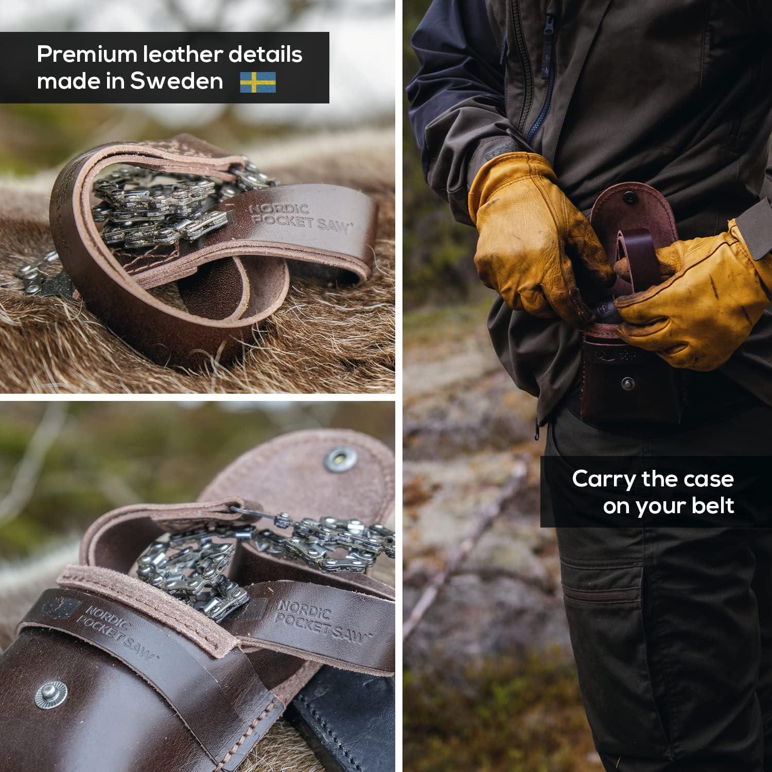 Sierra de bolsillo nórdica 65 cm - Cuero orgánico - 33 dientes