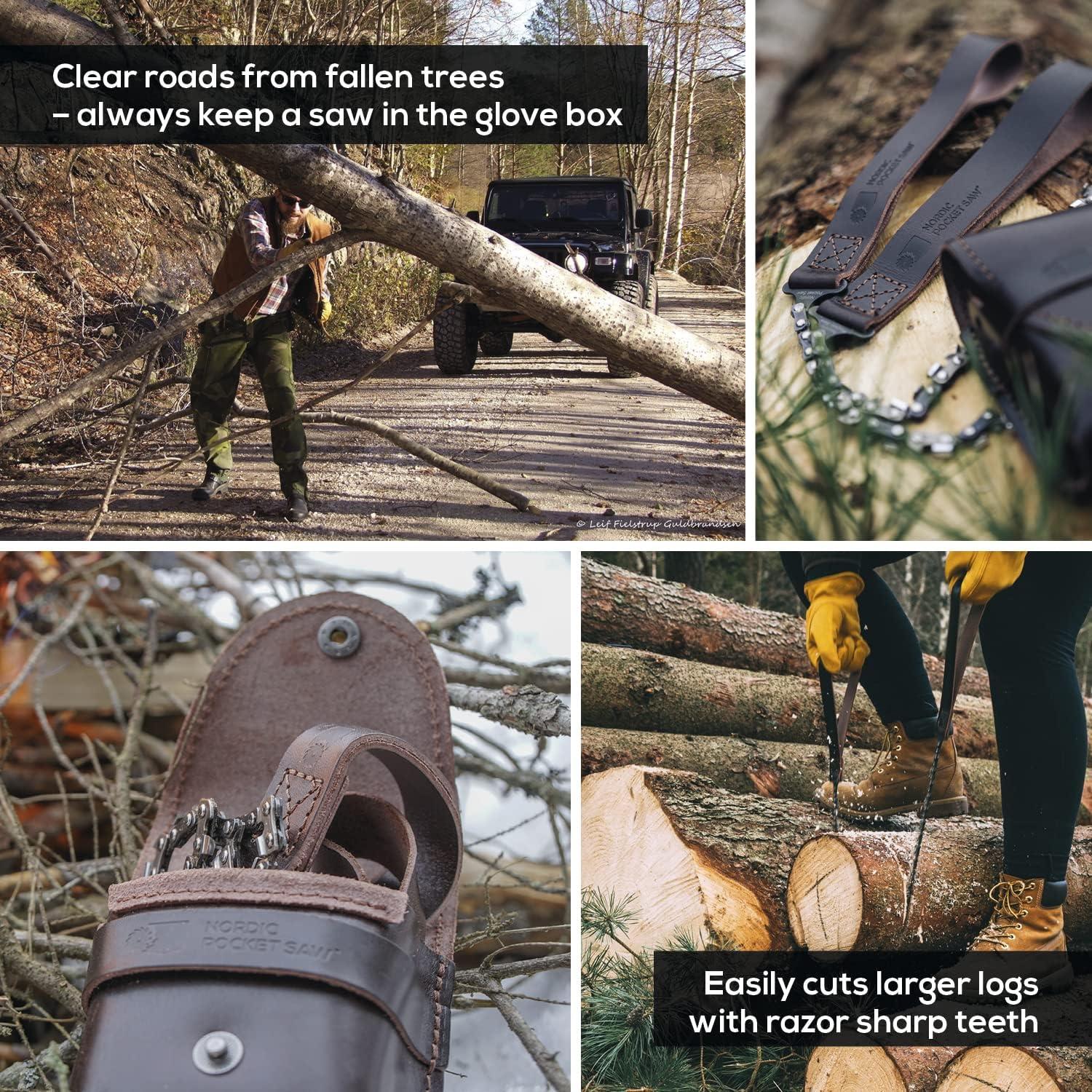 Sierra de bolsillo nórdica 65 cm - Cuero orgánico - 33 dientes