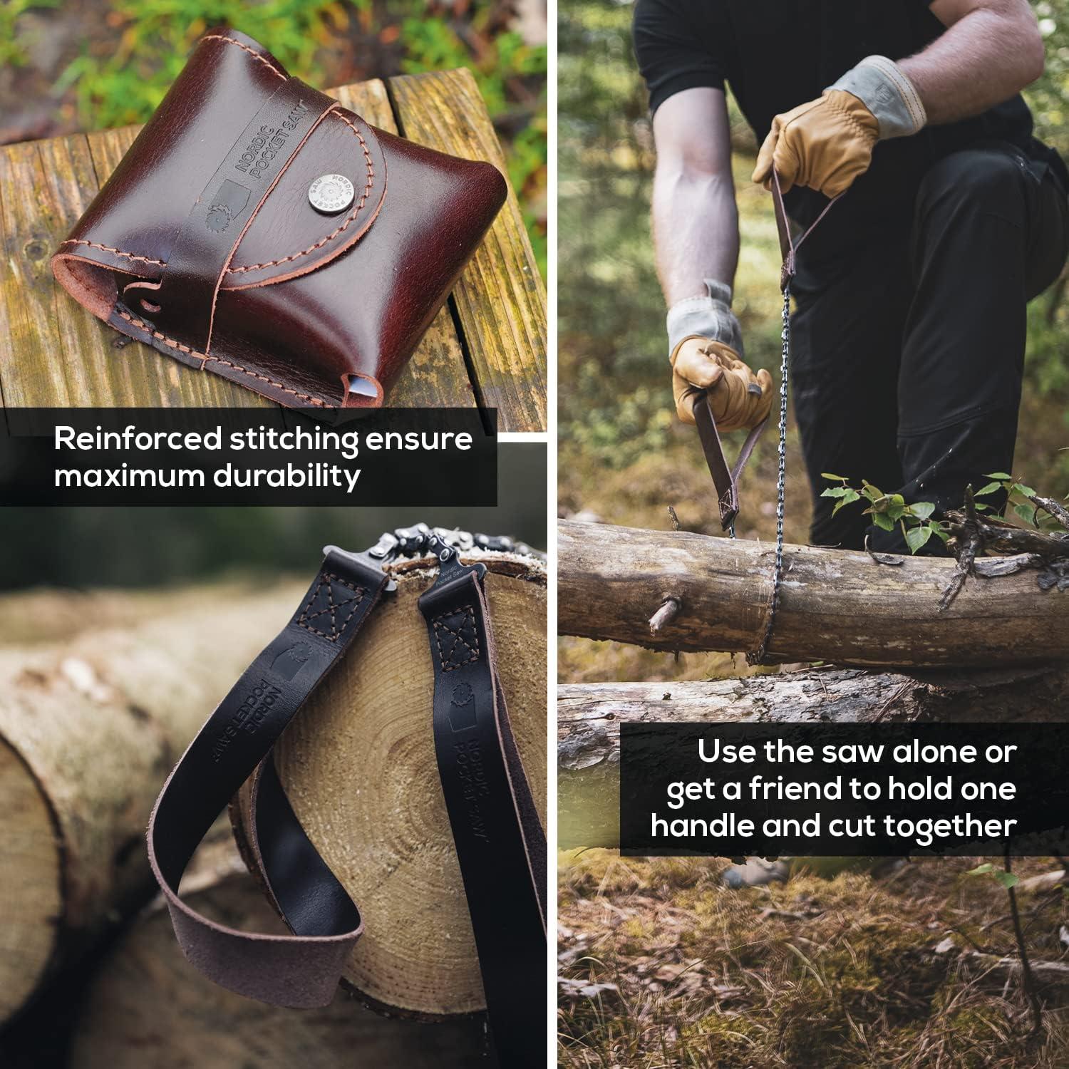 Sierra de bolsillo nórdica 65 cm - Cuero orgánico - 33 dientes