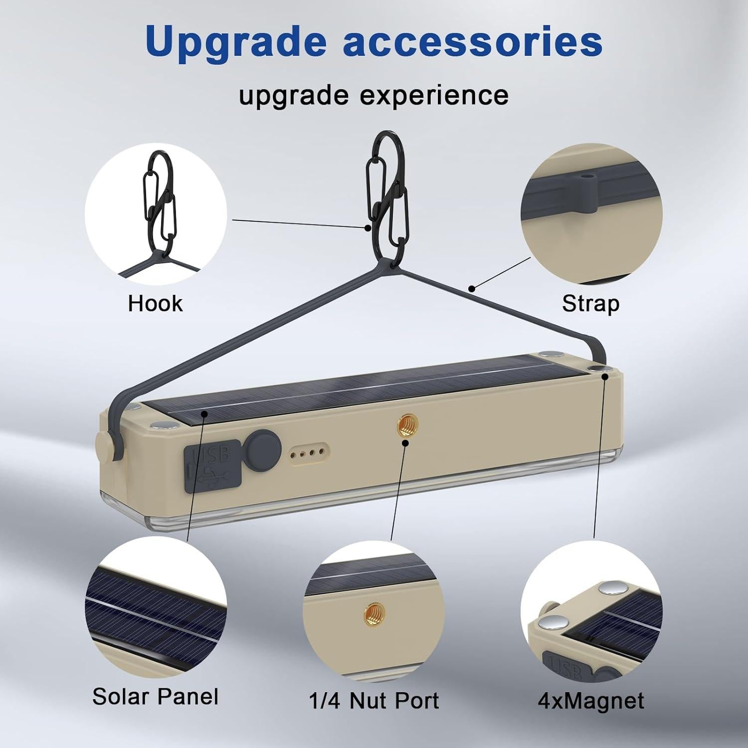 Barra de Luz Solar AODOO 4000mAh 2000 Lúmenes 4 Modos