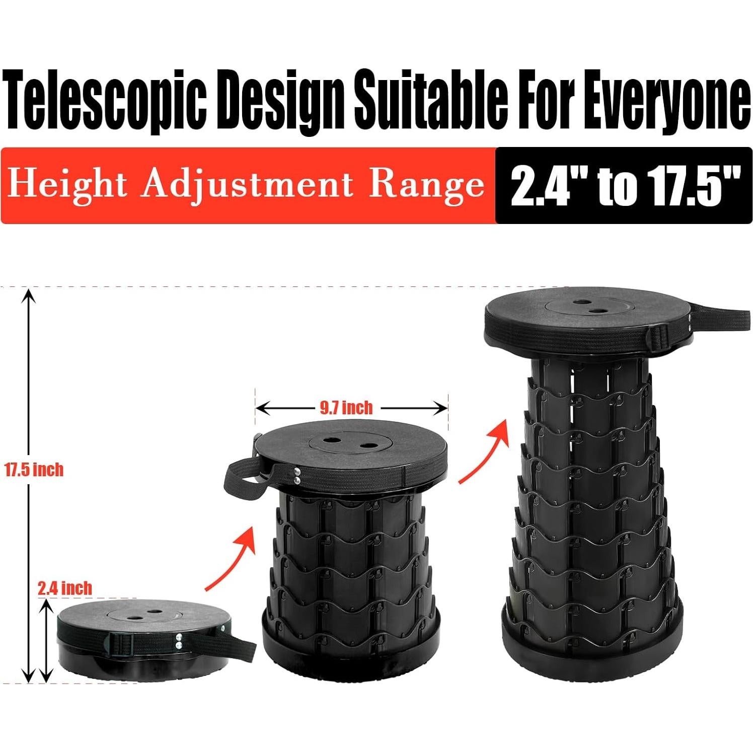 Juego de 2 Taburetes Plegables AttoShow Negro 181kg