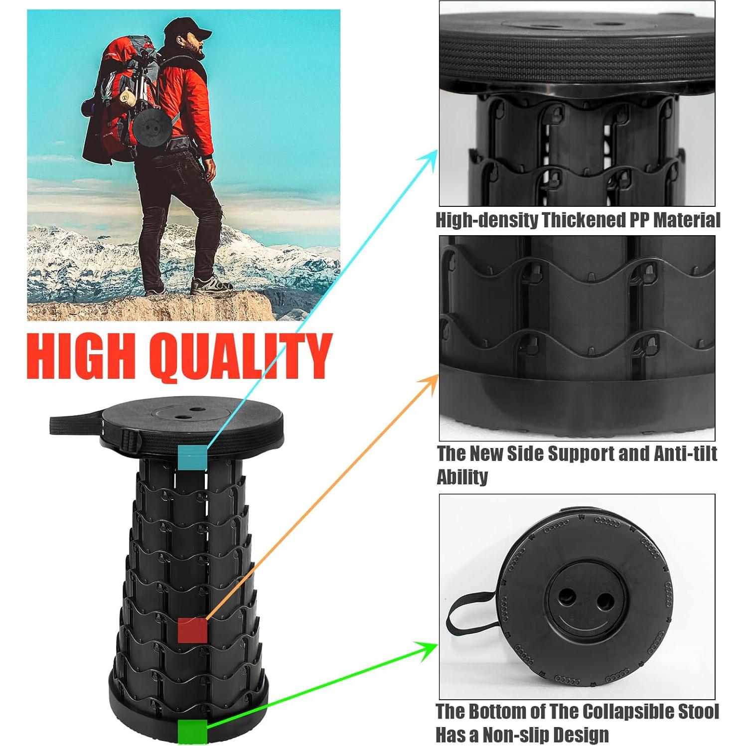 Juego de 2 Taburetes Plegables AttoShow Negro 181kg