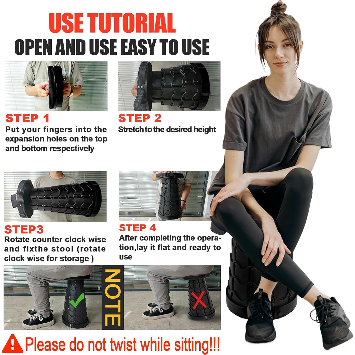 Juego de 2 Taburetes Plegables AttoShow Negro 181kg