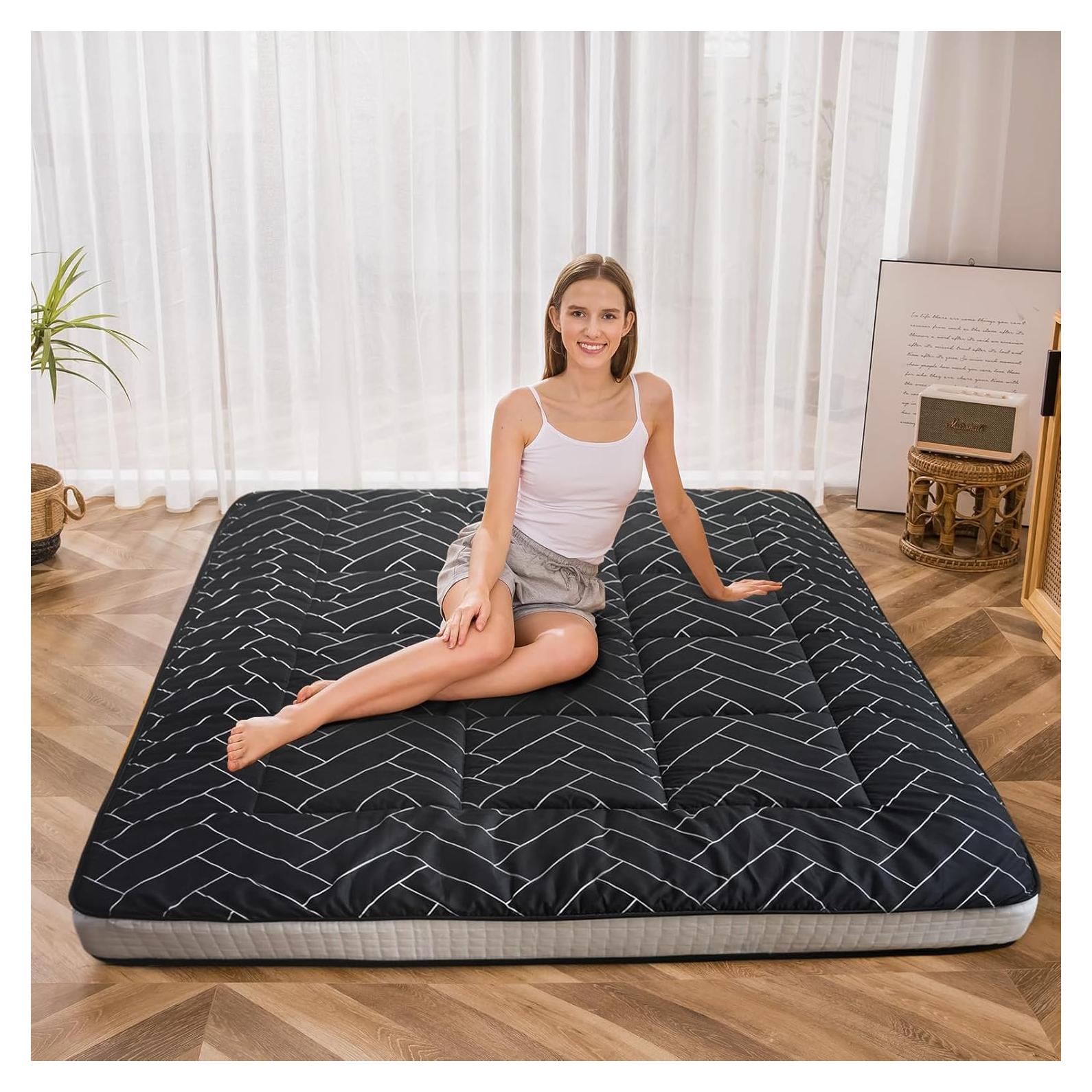 Colchón Futon MAXYOYO Individual Geométrico Negro 203x99 cm