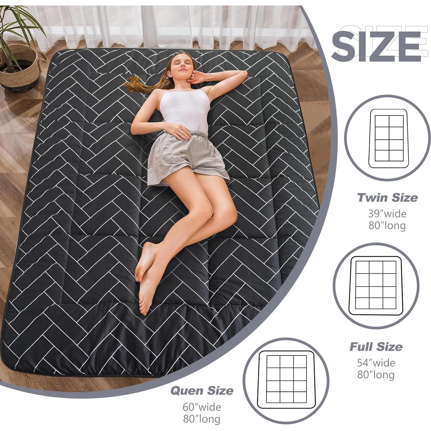 Colchón Futon MAXYOYO Individual Geométrico Negro 203x99 cm