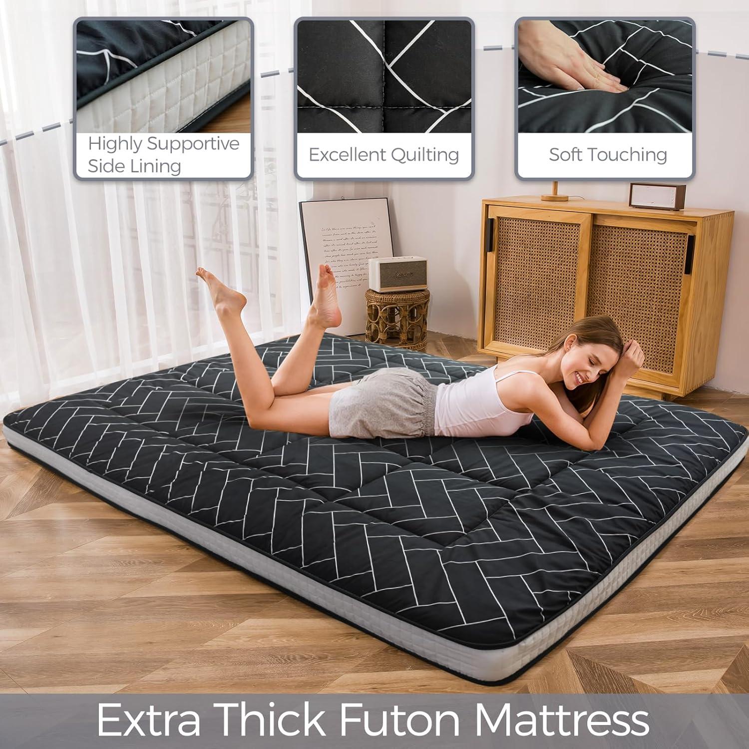 Colchón Futon MAXYOYO Individual Geométrico Negro 203x99 cm