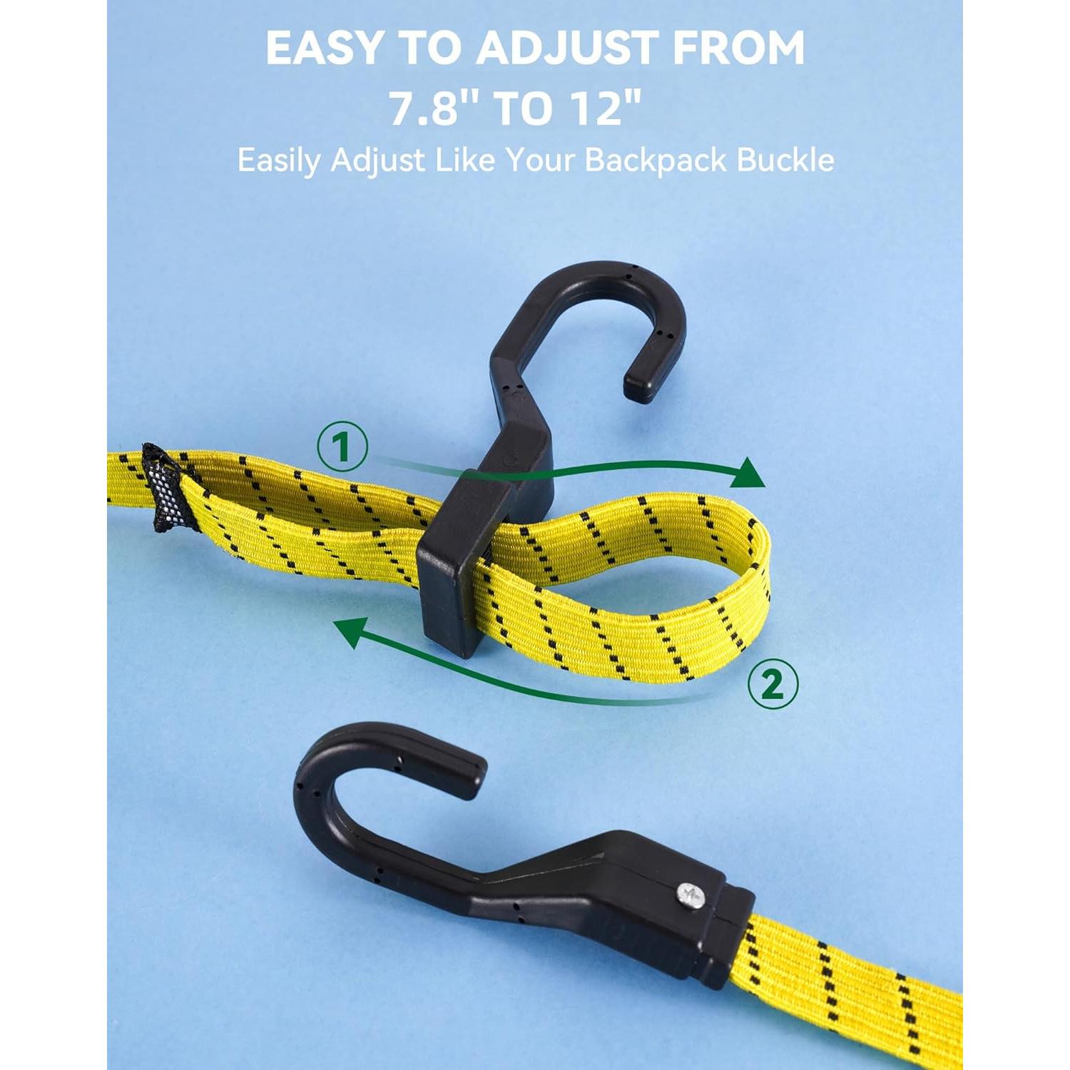 Cuerdas Bungee Planas Ajustables LuckyStraps 30.48 cm 6 Pcs