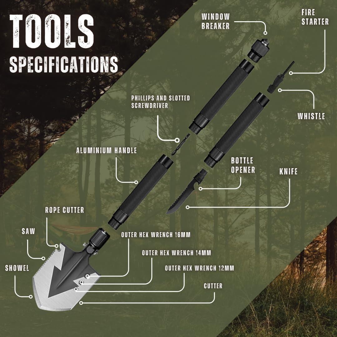 Pala de Camping Plegable SmartstickX - Herramienta 13 en 1