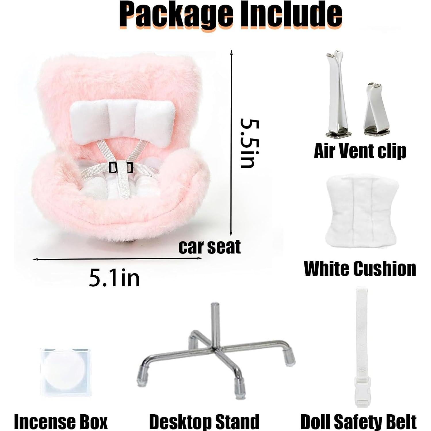 Asiento de Coche para Muñecas Lukax Rosa 15x7x10cm con Clip