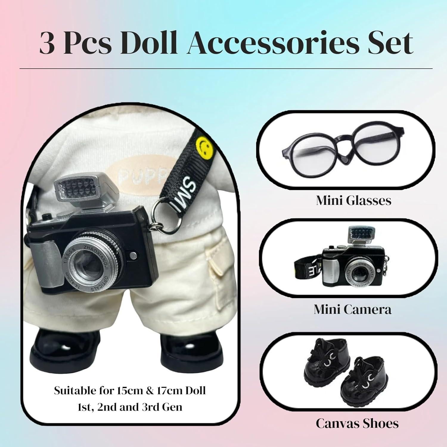 Juego de Accesorios para Muñecas QIXINGWISE 3 Piezas Negro