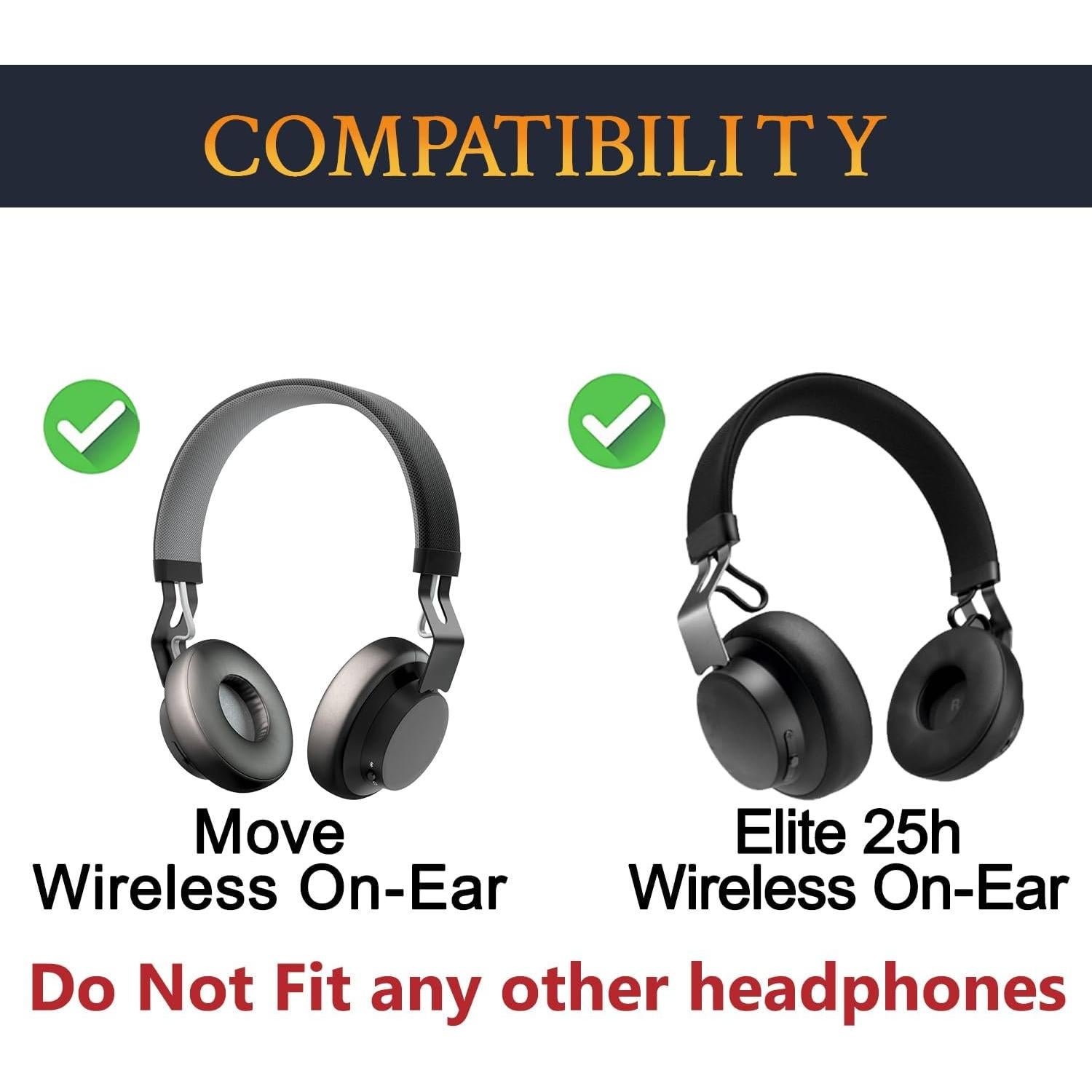 Almohadillas de Gel Refrigerante SOULWIT para Auriculares Jabra Move/Elite 25h - Negro