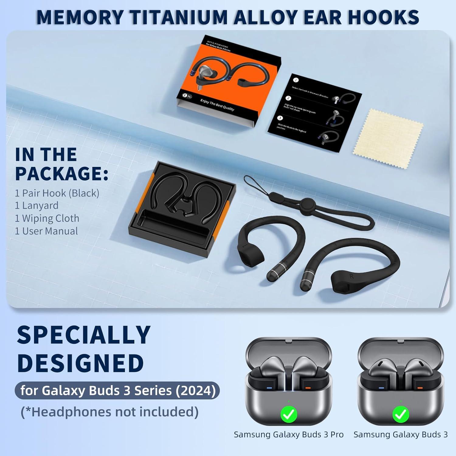 Ganchos para Orejas Antideslizantes QINZAC para Galaxy Buds 3