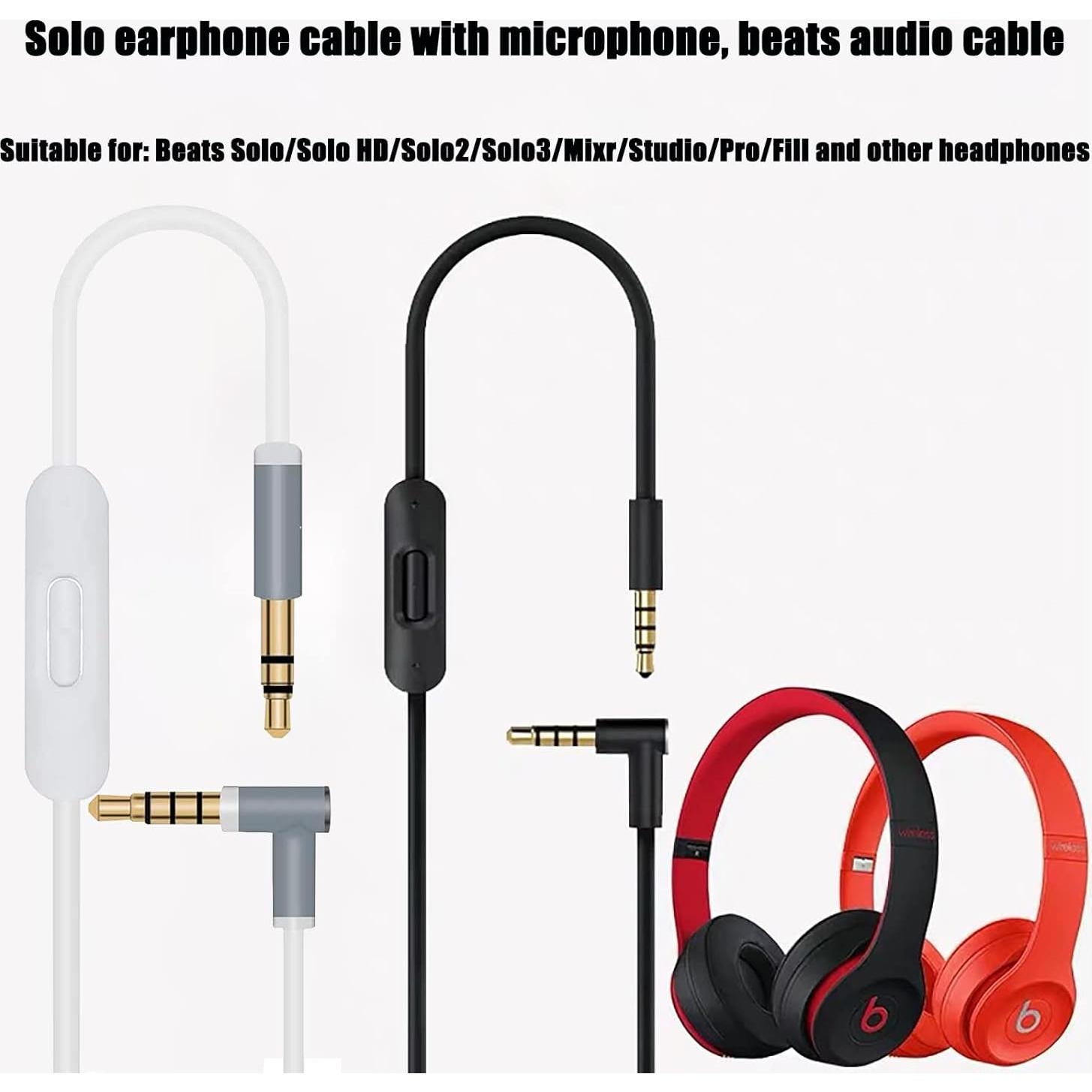 Cable de audio 3.5mm con micrófono para auriculares Beats 1.4m