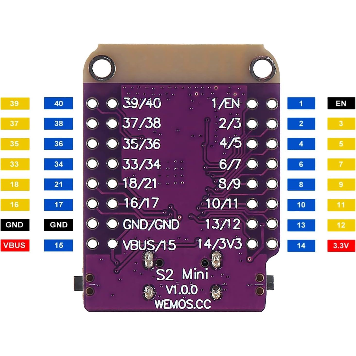 Placa IoT WiFi AEDIKO ESP32 S2 Mini USB Tipo-C 4MB Flash