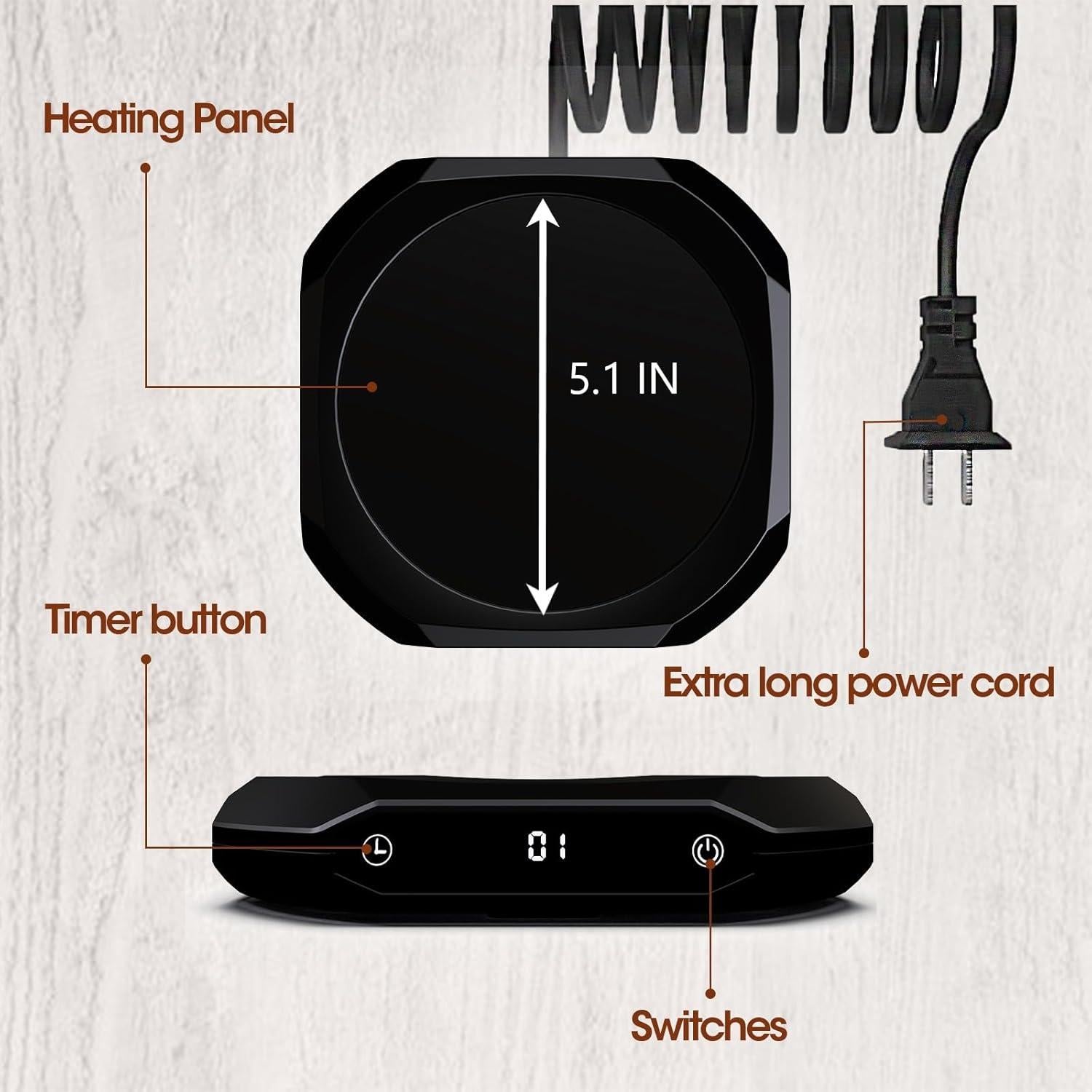 Calentador de Tazas Inteligente MXMZHXU 40W Negro con Temporizador