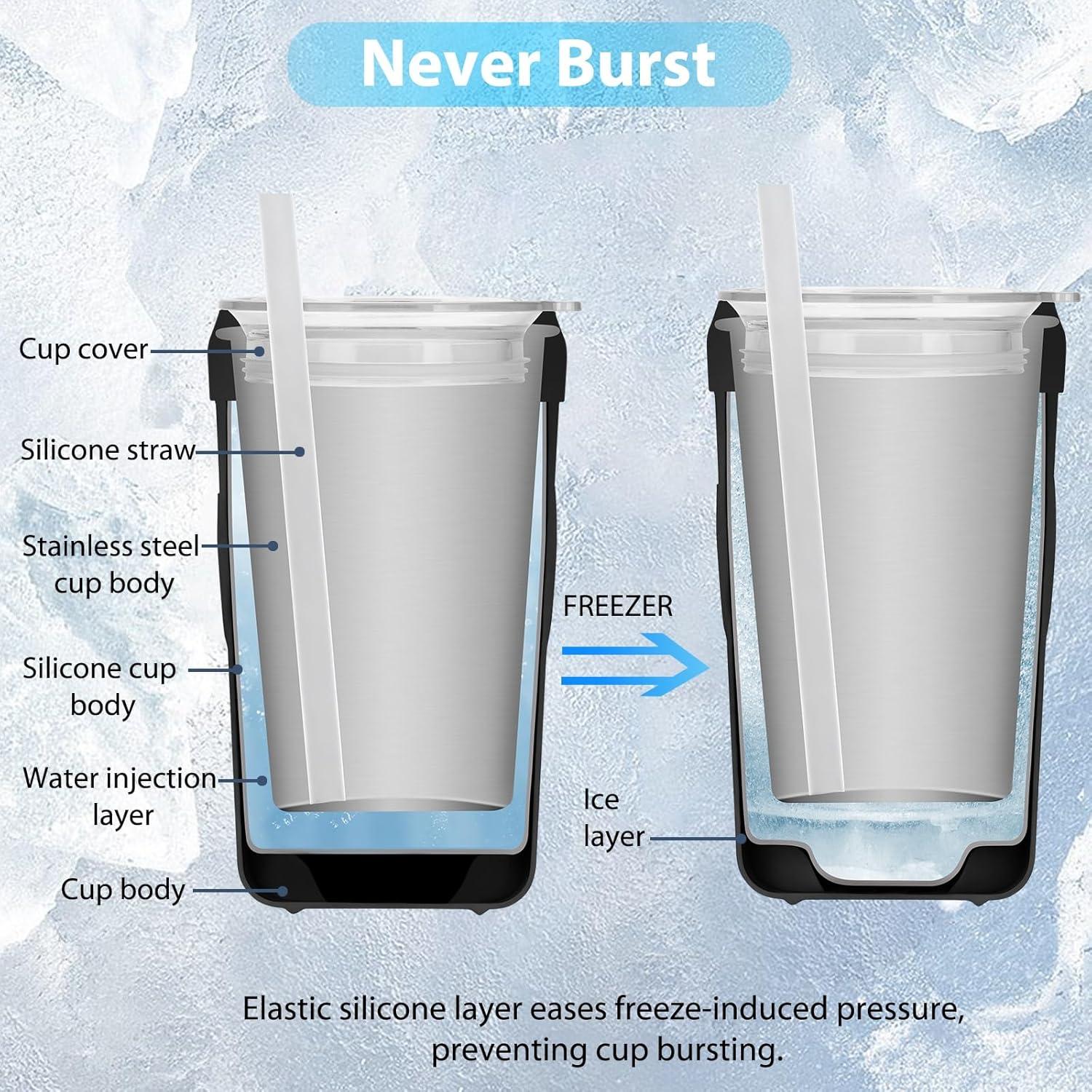 Taza de Café Helado UZG 16oz Doble Pared Aislada Negra