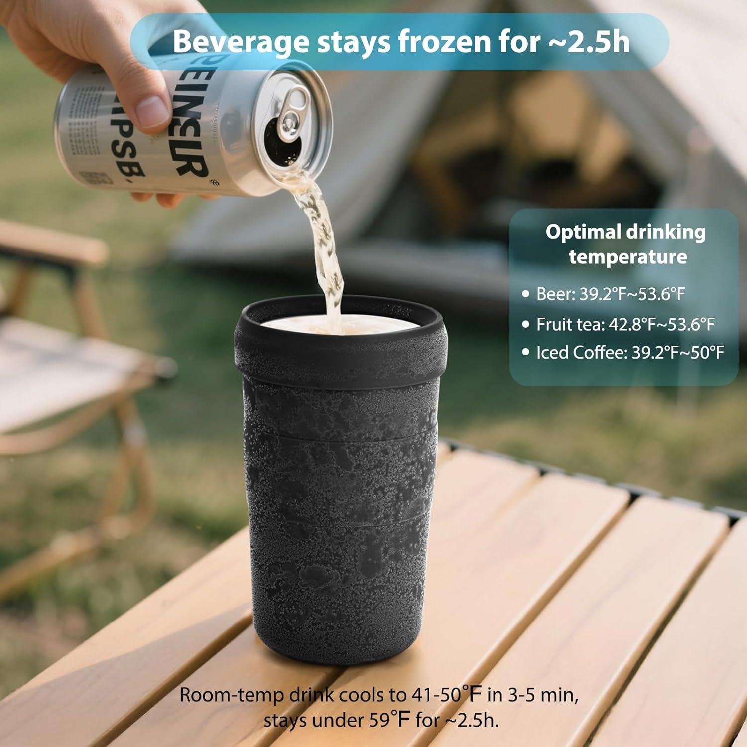 Taza de Café Helado UZG 16oz Doble Pared Aislada Negra