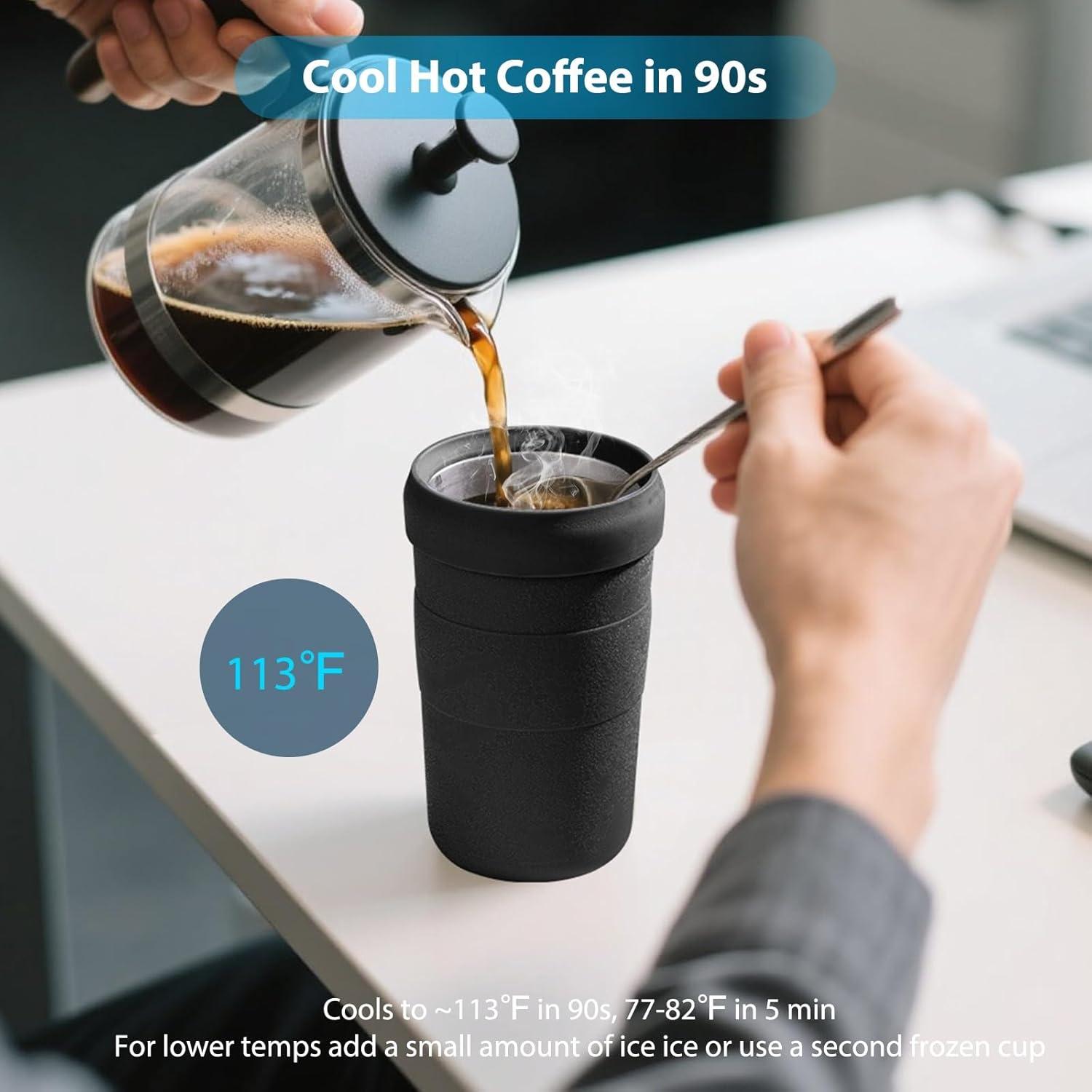 Taza de Café Helado UZG 16oz Doble Pared Aislada Negra