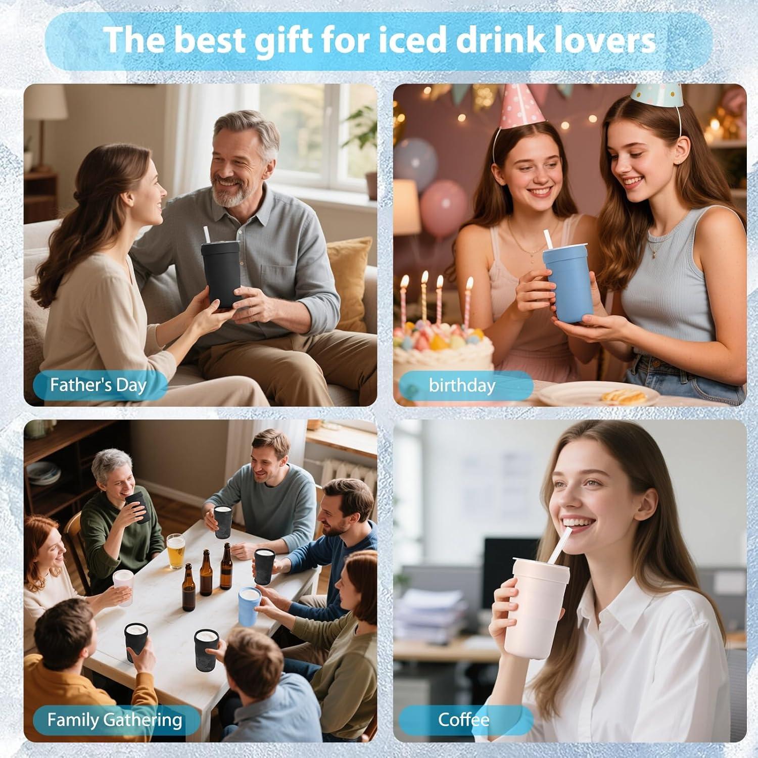 Taza de Café Helado UZG 16oz Doble Pared Aislada Negra