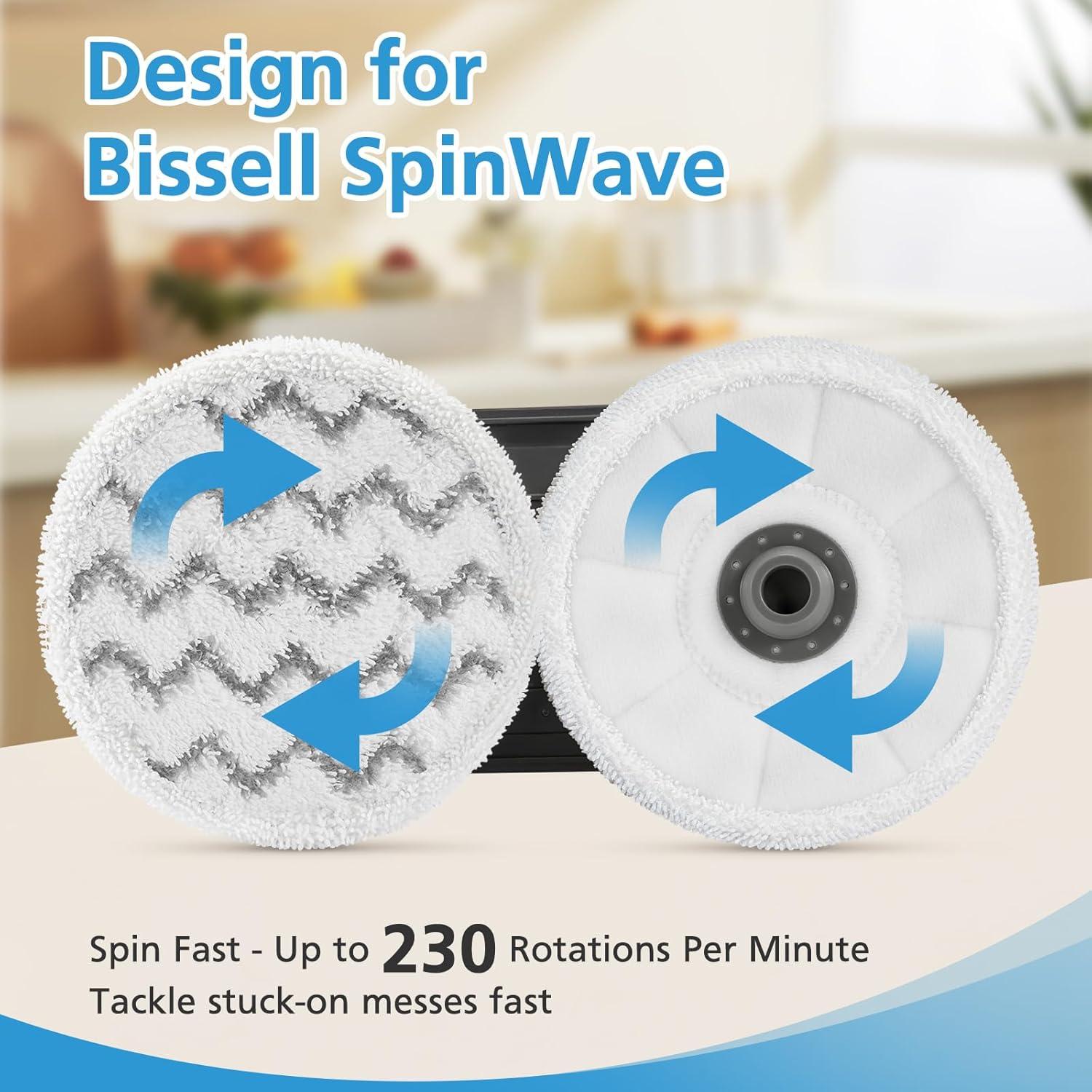 6 Almohadillas de Reemplazo Bissell SpinWave 3897A/3712 Microfibra