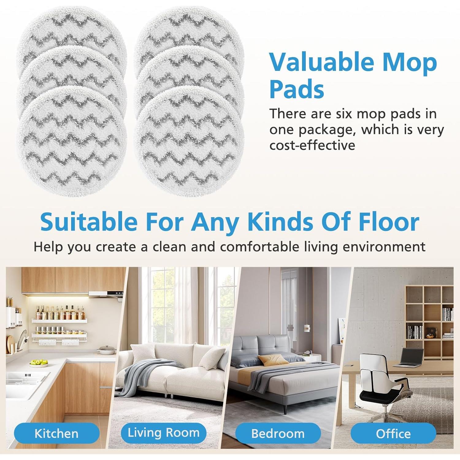 6 Almohadillas de Reemplazo Bissell SpinWave 3897A/3712 Microfibra