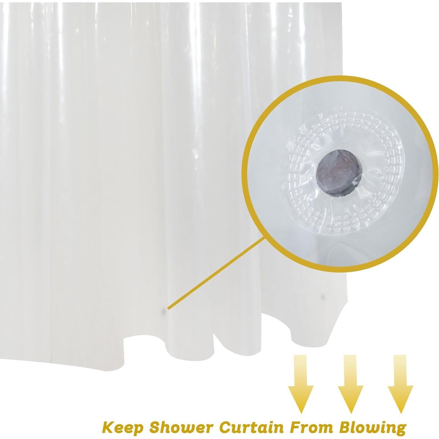 Cortina de Ducha YISURE 91.4x188cm PEVA Transparente Sin Gancho