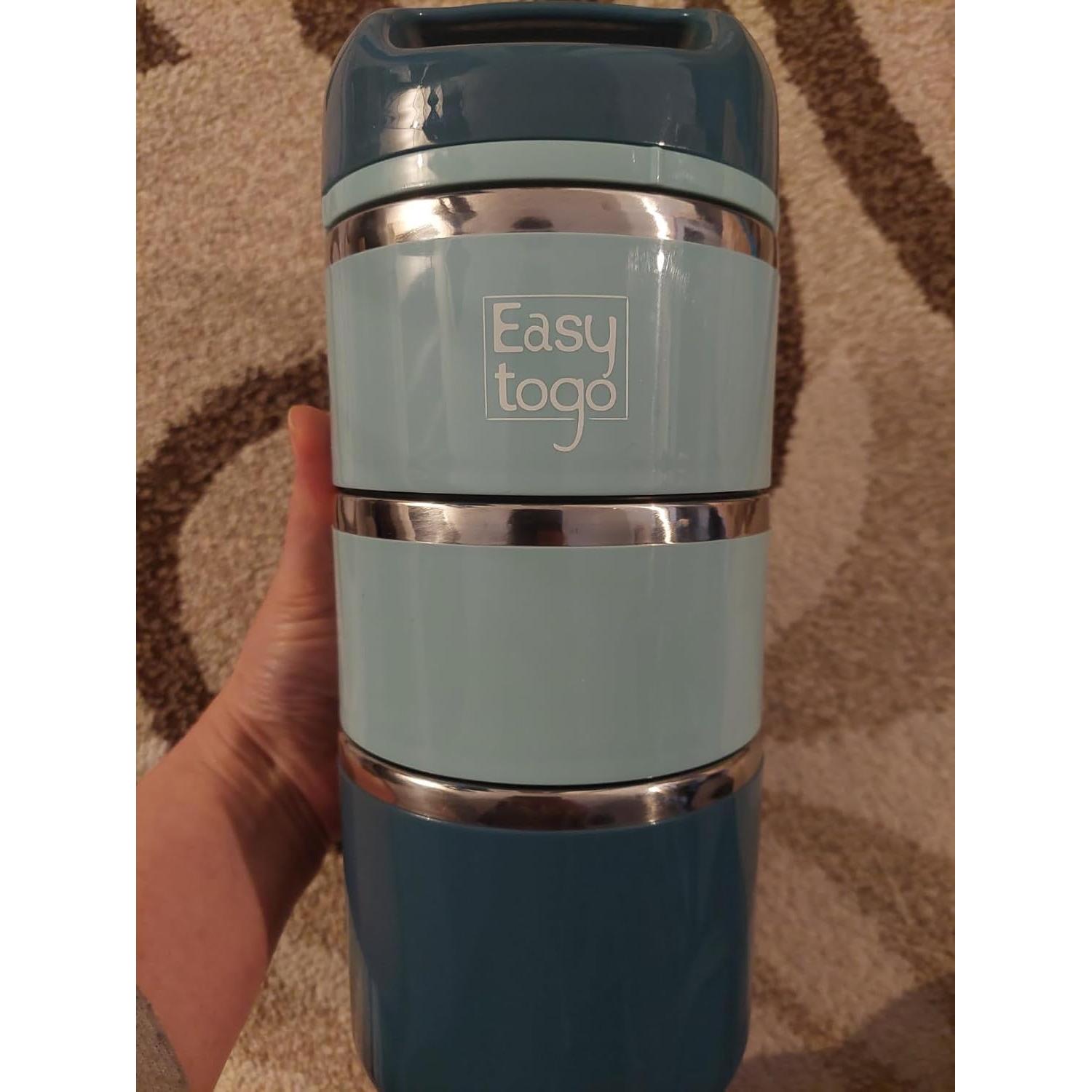 Caja de Almuerzo 3 Niveles Easy Togo Acero Inoxidable 1230ml Azul