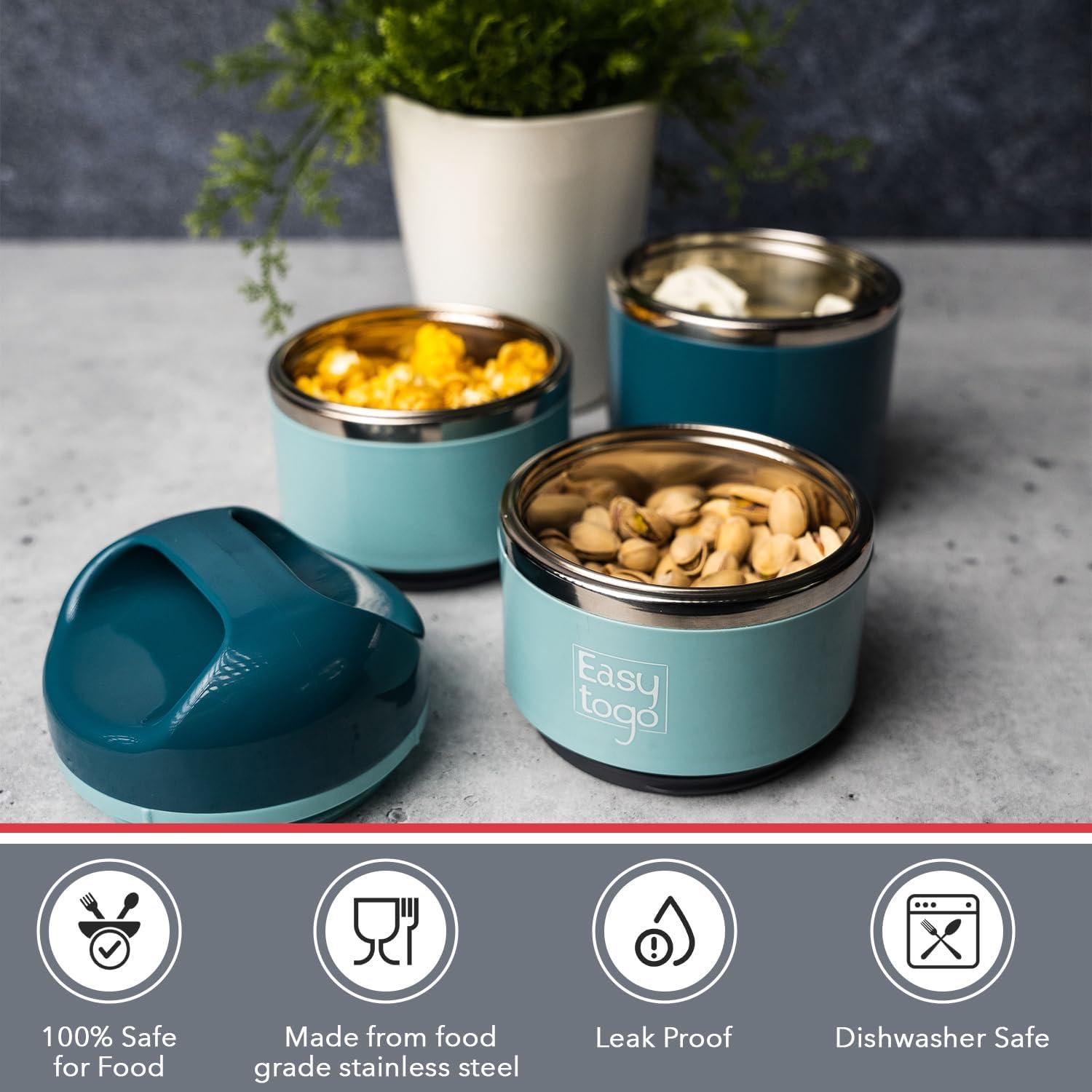 Caja de Almuerzo 3 Niveles Easy Togo Acero Inoxidable 1230ml Azul