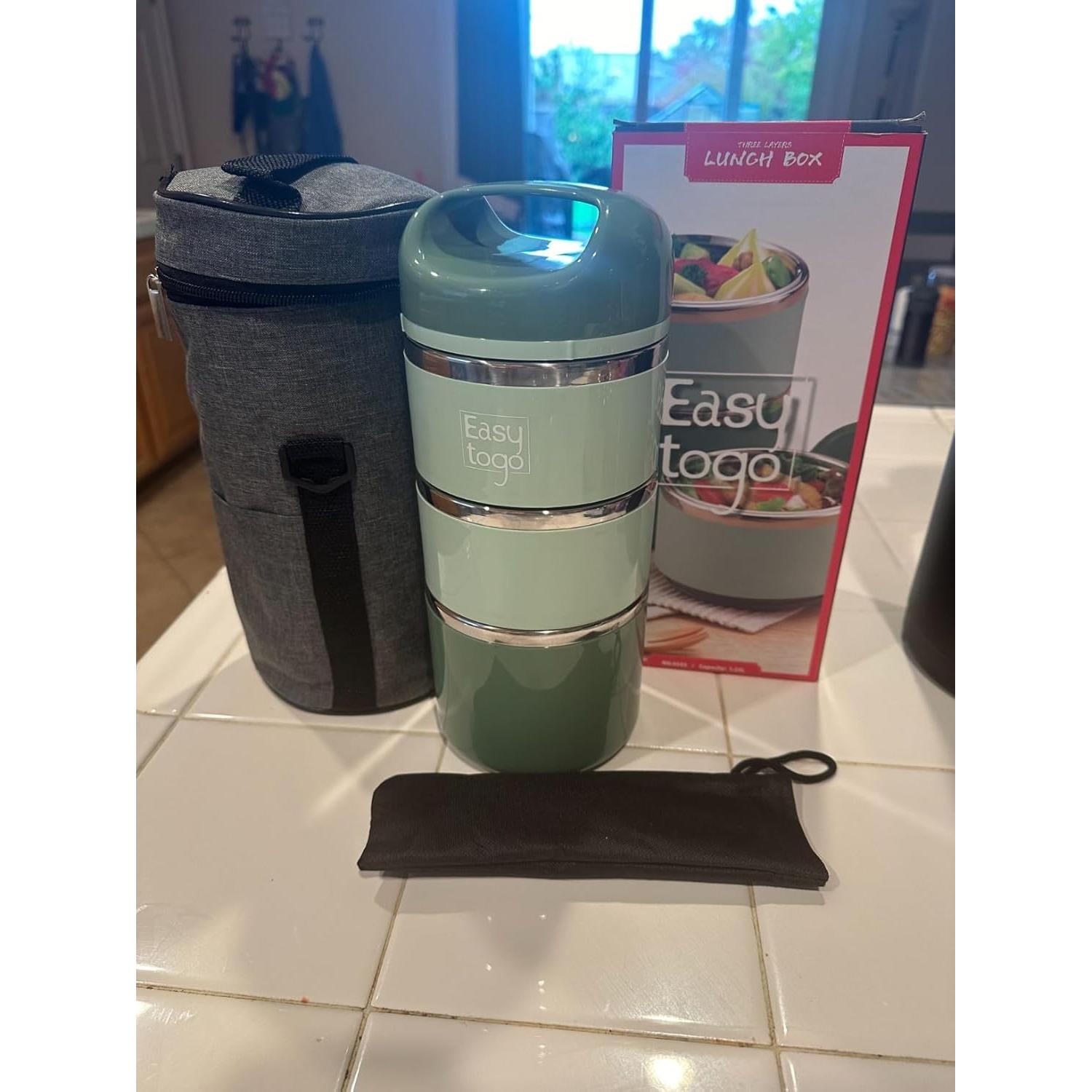 Caja de Almuerzo 3 Niveles Easy Togo Acero Inoxidable 1230ml Azul