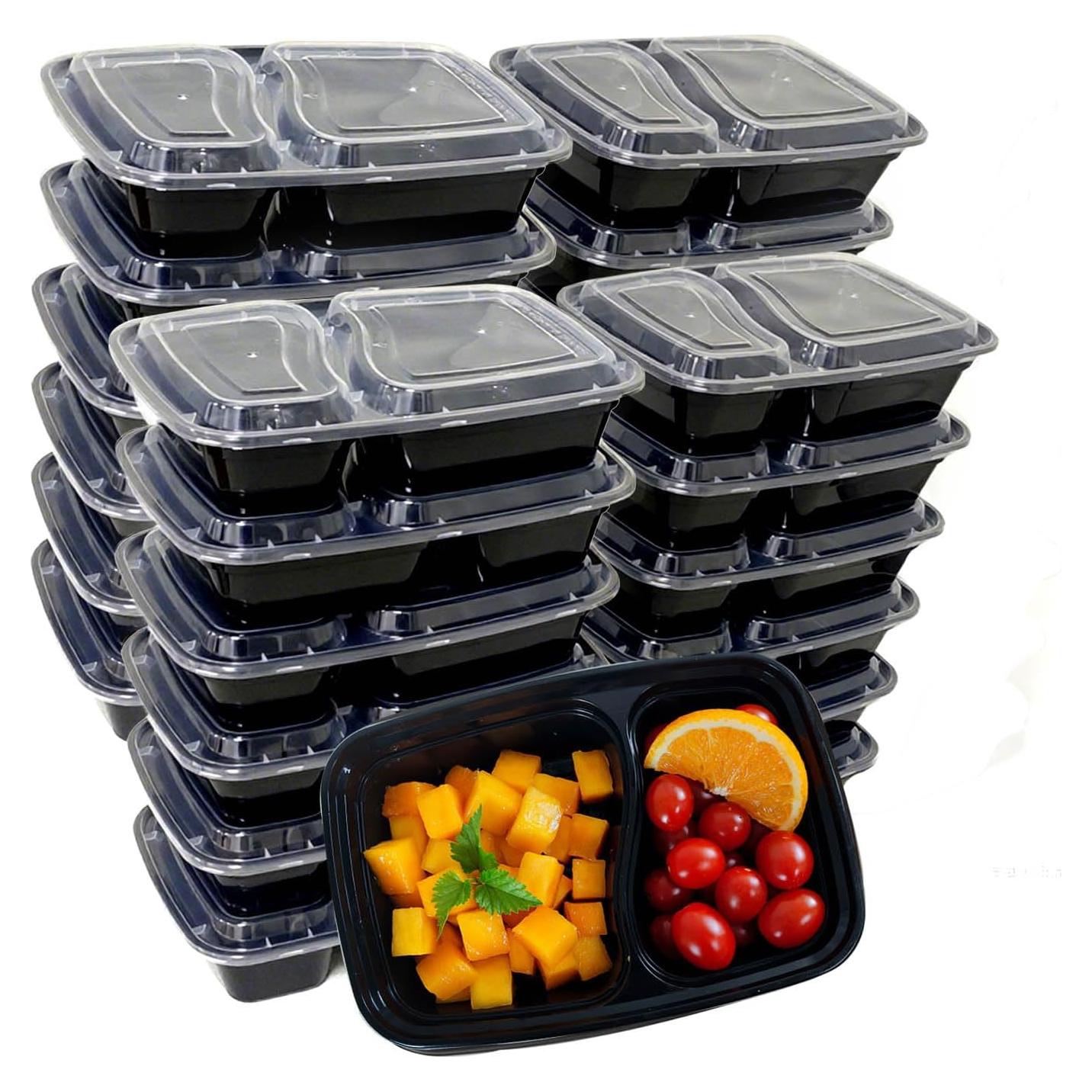 60 Contenedores Desechables 28 oz FUailiYY 2 Compartimentos