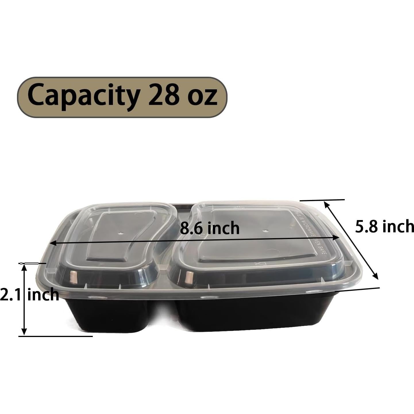 60 Contenedores Desechables 28 oz FUailiYY 2 Compartimentos