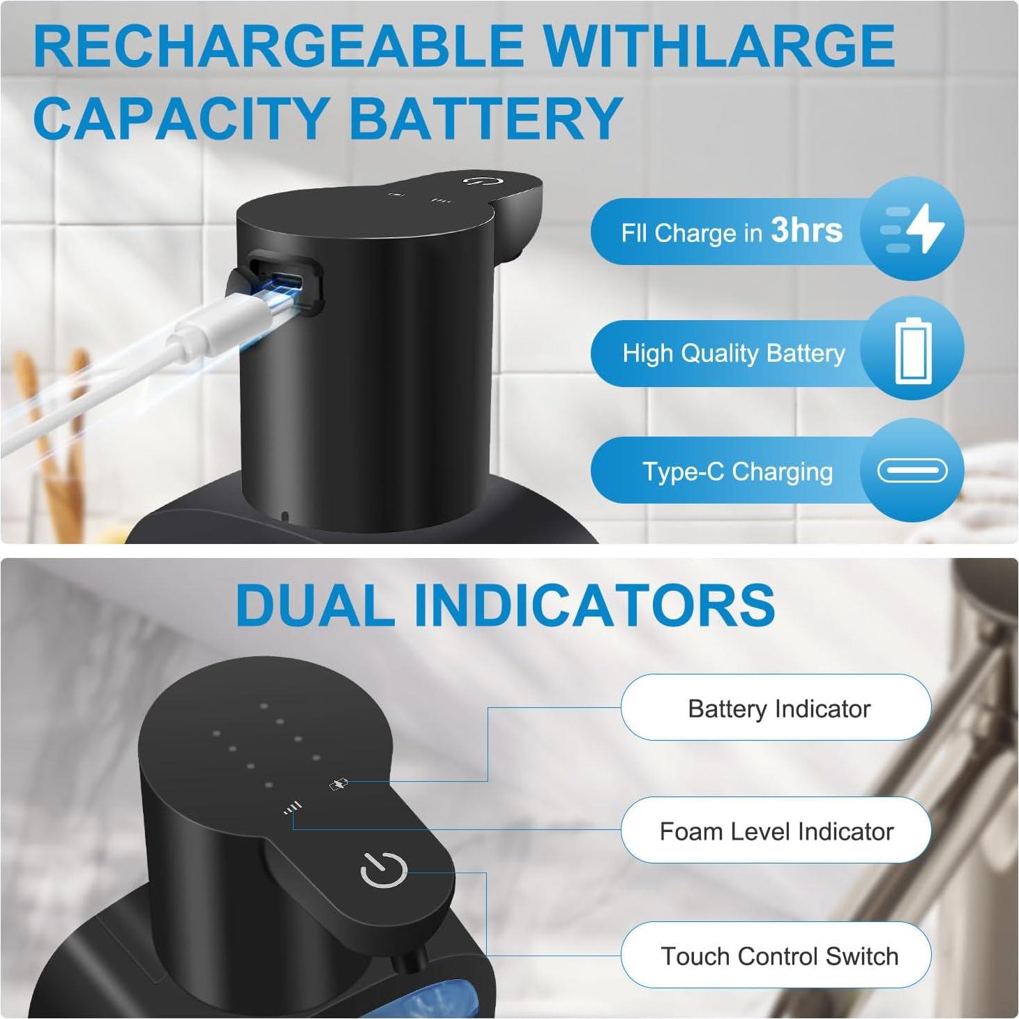 Dispensador Automático de Jabón Espumoso Gotofine 500ml Negro