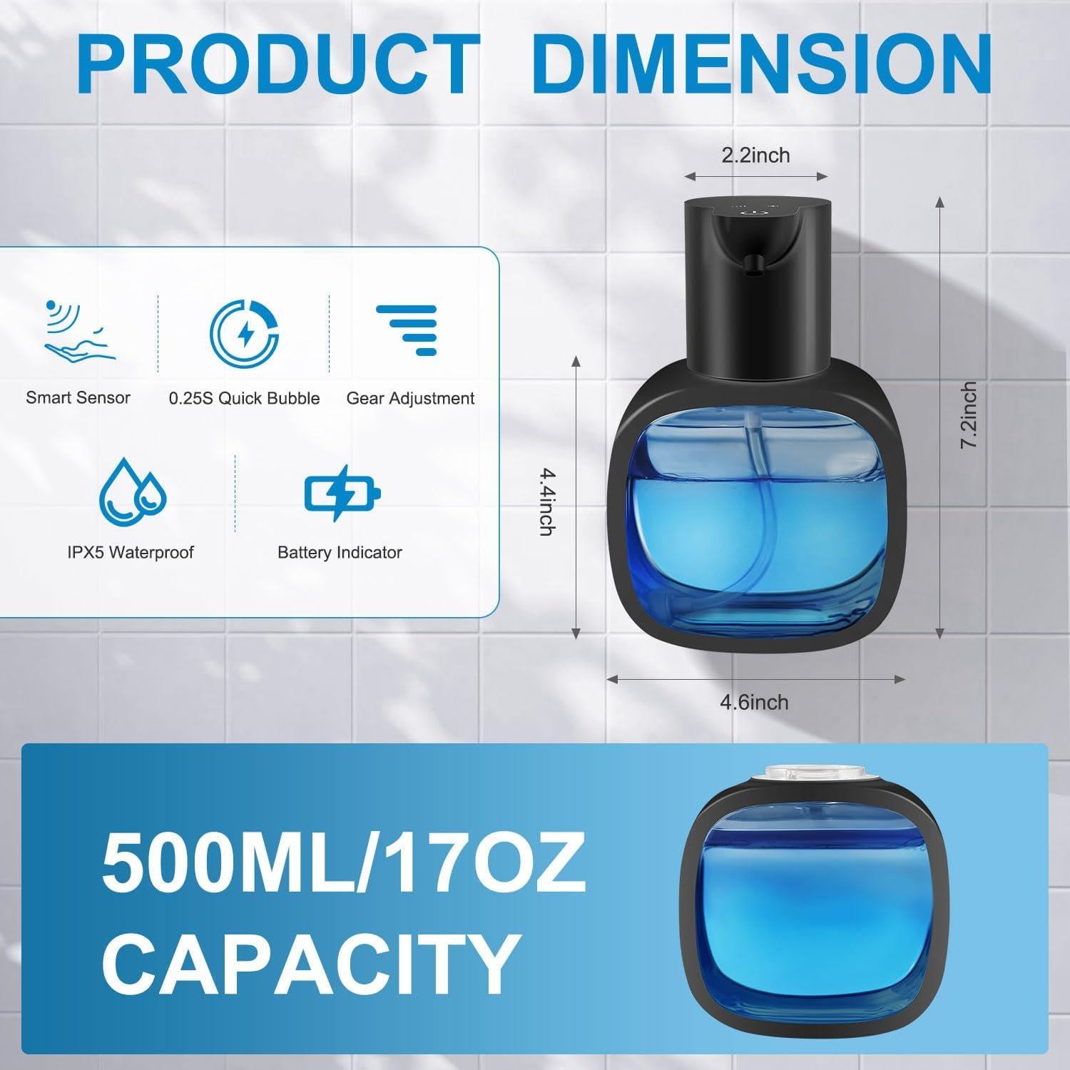 Dispensador Automático de Jabón Espumoso Gotofine 500ml Negro