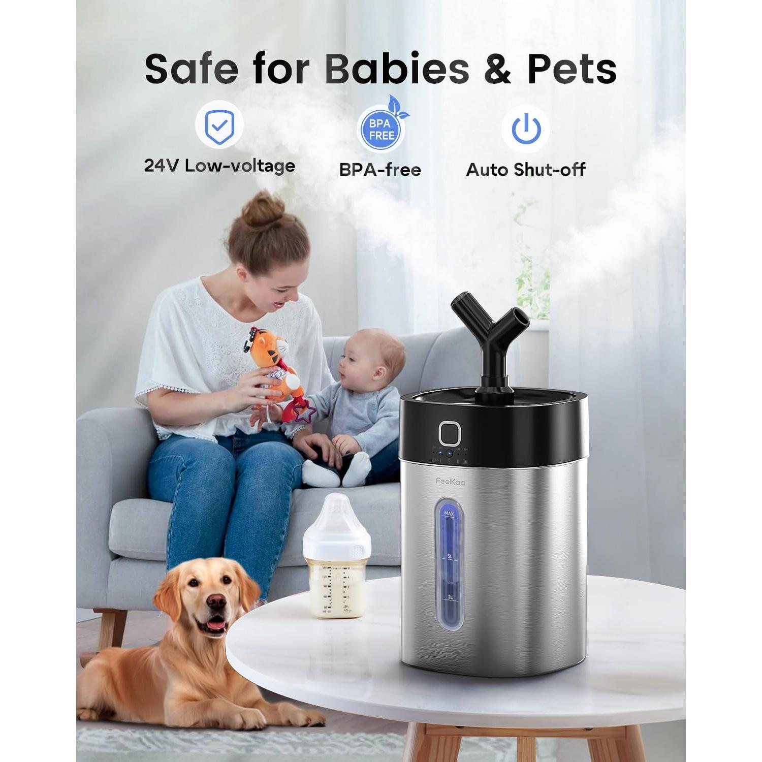 Humidificador Ultrasonido Feekaa Acero Inoxidable 4L Negro