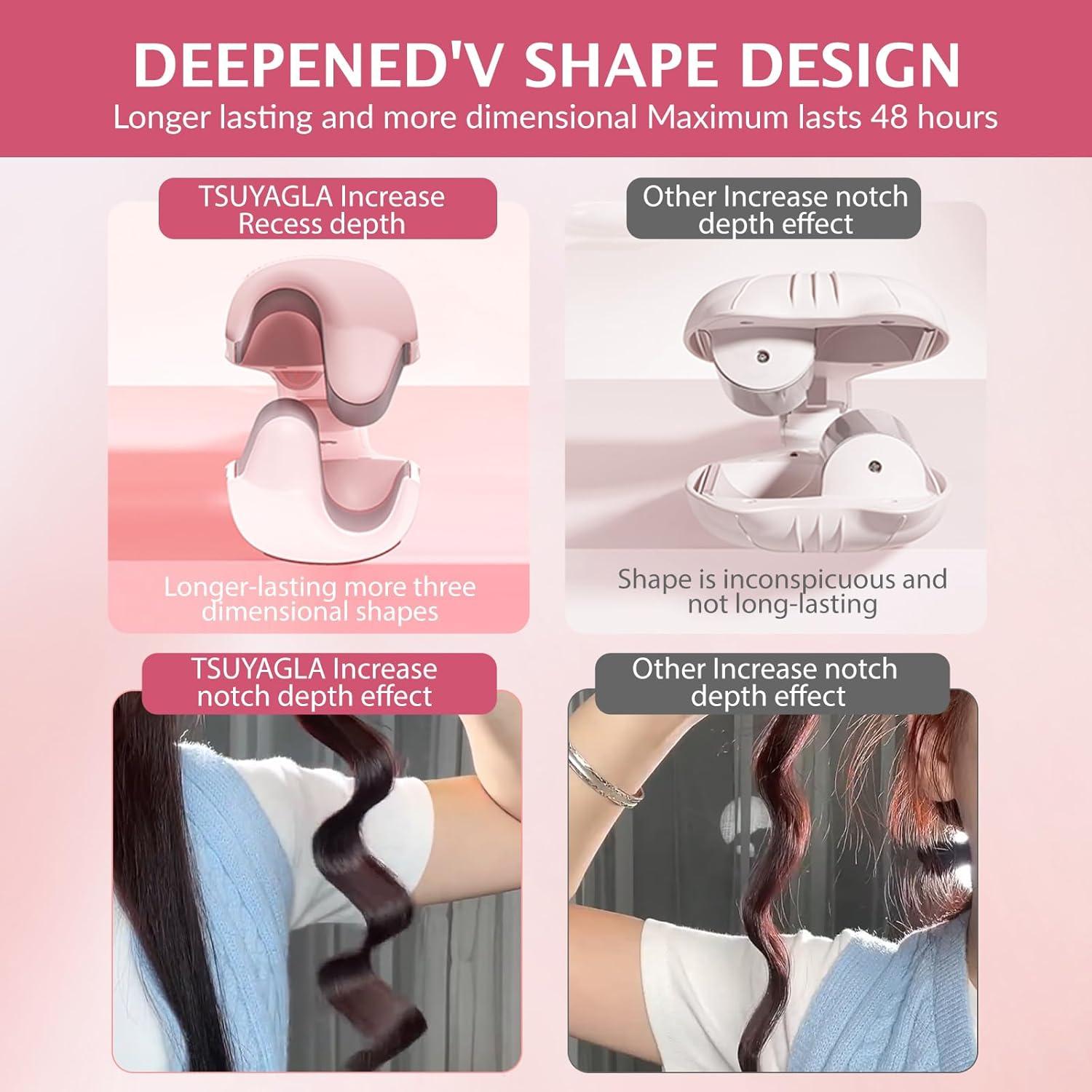 Rizador de Cabello TSUYAGLA 1.42" Cerámica Rosa Calentamiento Rápido