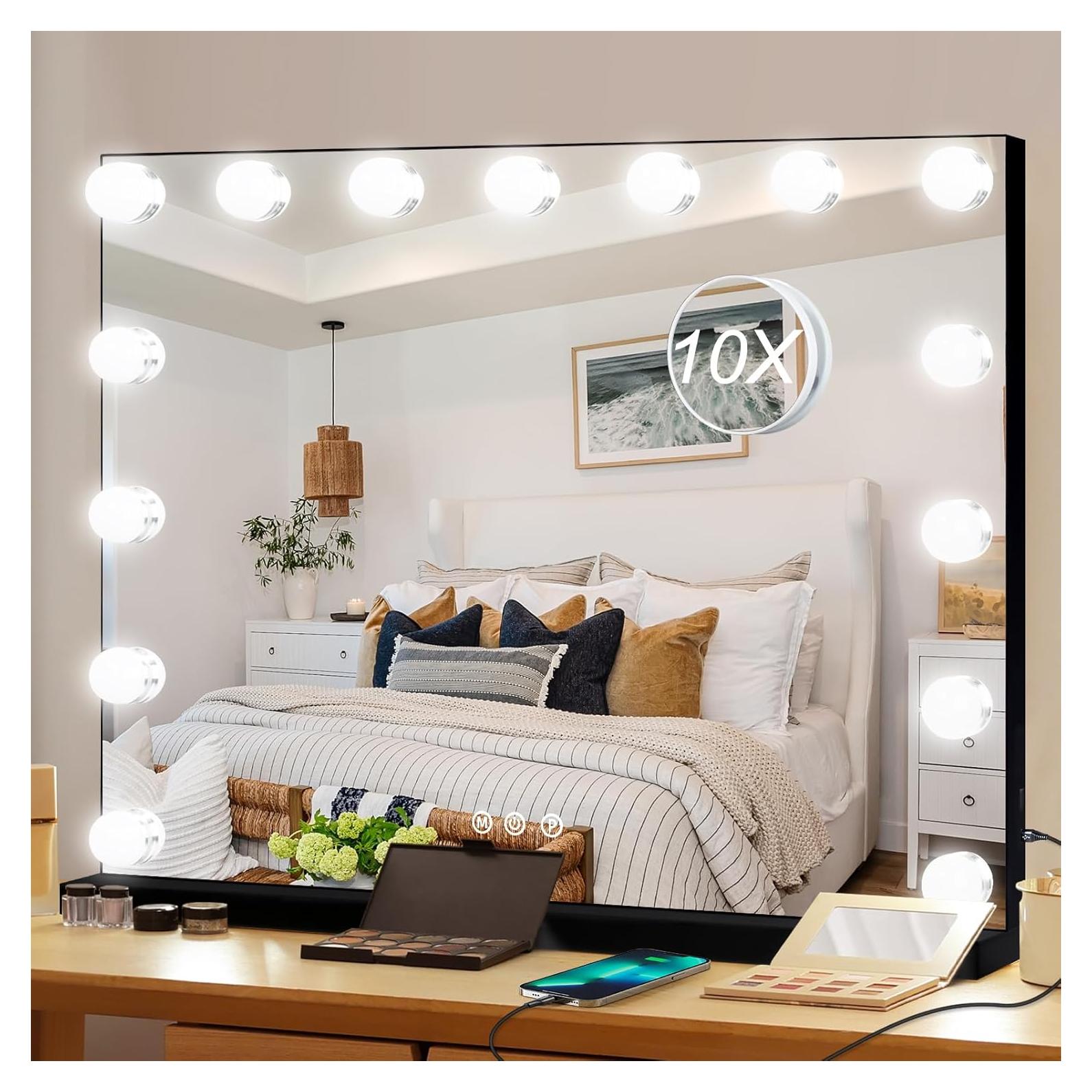 Espejo de Maquillaje Iluminado Moonee Negro 58.4x45.7cm 10X