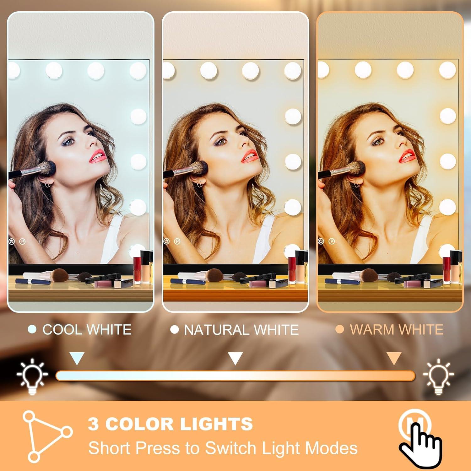 Espejo de Maquillaje Iluminado Moonee Negro 58.4x45.7cm 10X