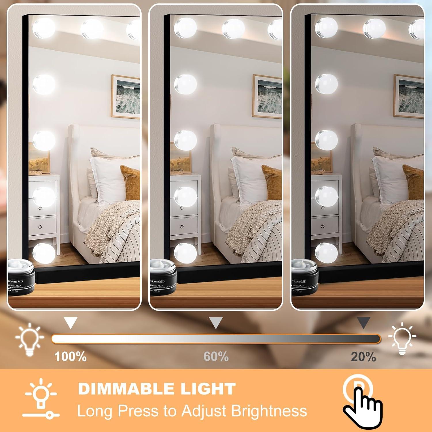 Espejo de Maquillaje Iluminado Moonee Negro 58.4x45.7cm 10X