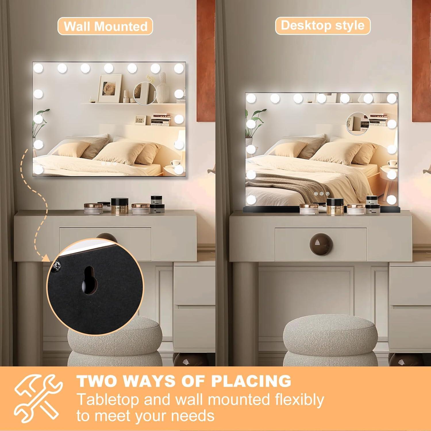 Espejo de Maquillaje Iluminado Moonee Negro 58.4x45.7cm 10X