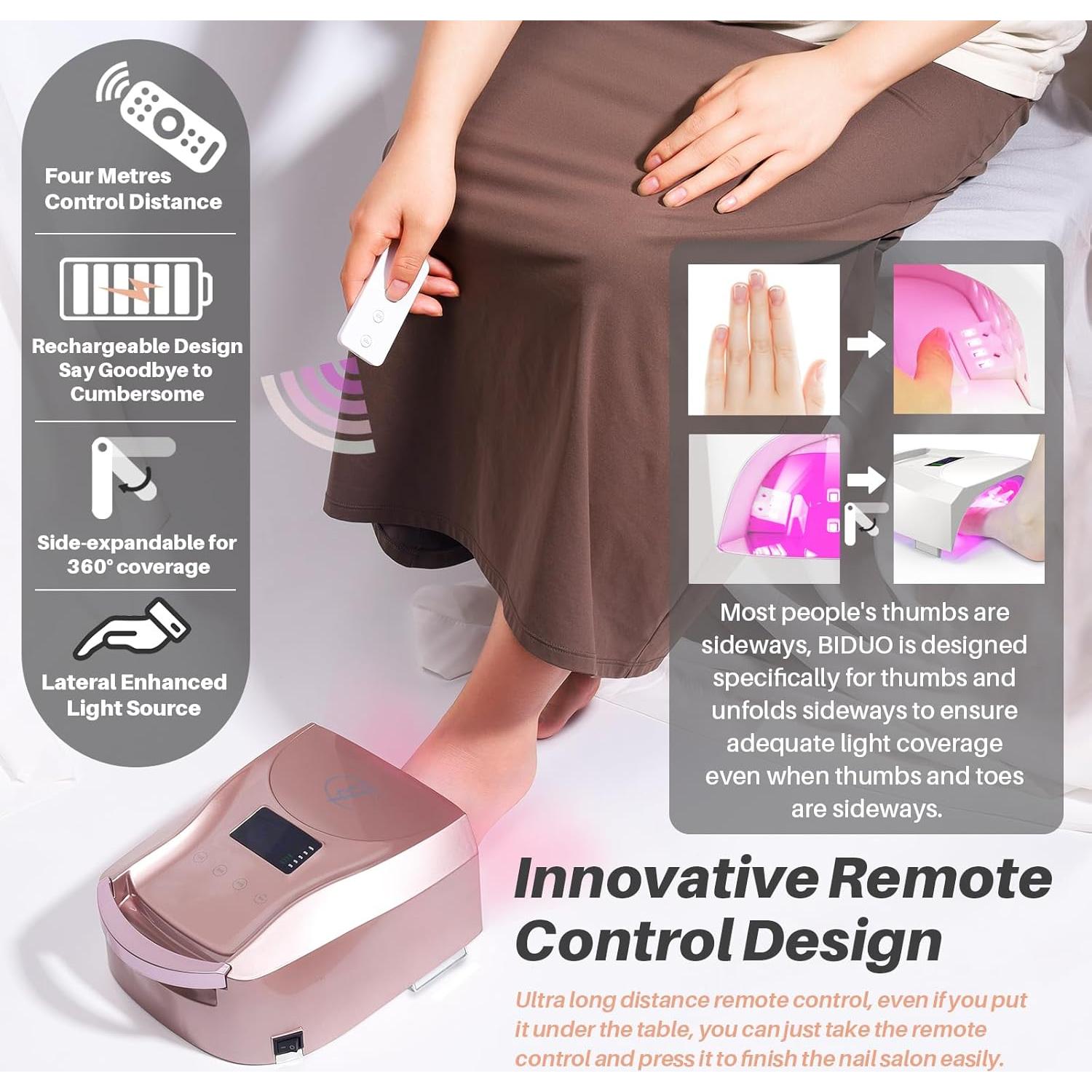 Lámpara de Uñas UV LED Biduo JC27 Rosa 96W Inalámbrica